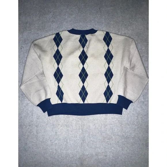 Disney Parks Monsters University Sweater Large Cream Navy V-Neck MU - Picture 14 of 14